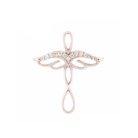 Дамски висулка от 18K Злато Бяло - с форма Ангел - Диаманти