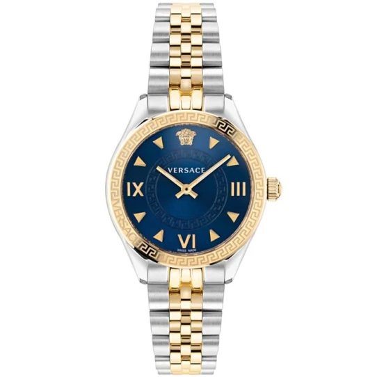 Дамски ръчен часовник с кварцов механизъм - корпус от Стомана - Стоманена верижка - цвят Син Злато