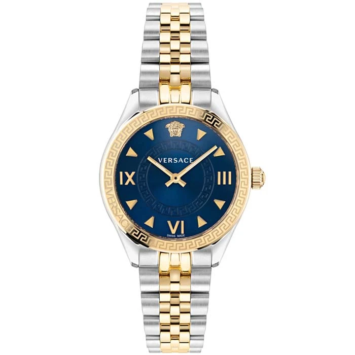 Дамски ръчен часовник с кварцов механизъм - корпус от Стомана - Стоманена верижка - цвят Син Злато