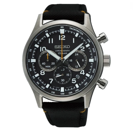 Мъжки ръчен часовник с кварцов механизъм - корпус от Стомана - Текстил - цвят Черен Черен