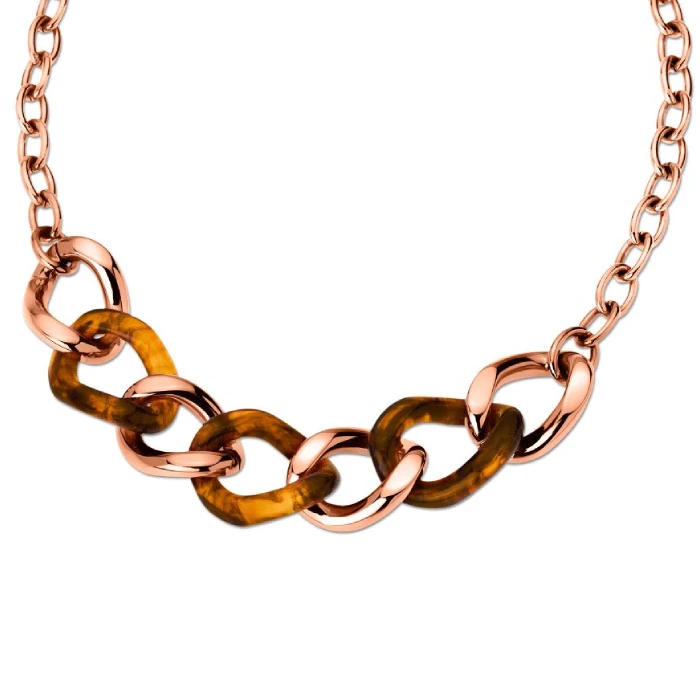 Дамски колие от 316l Медицинска стомана - с форма Верига - - PVD покритие от 18К розово злато