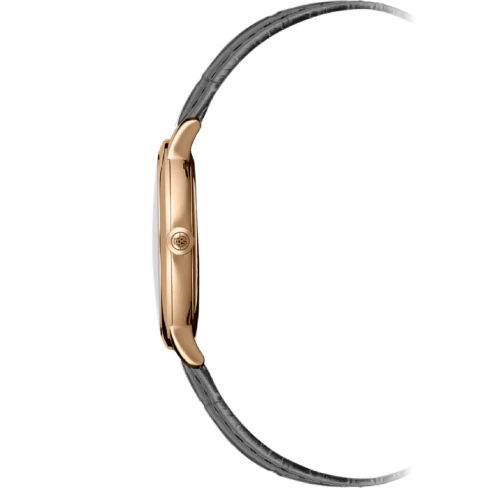 Мъжки ръчен часовник с кварцов механизъм - корпус от Стомана и злато 18К - Естествена кожа - цвят Розово Злато