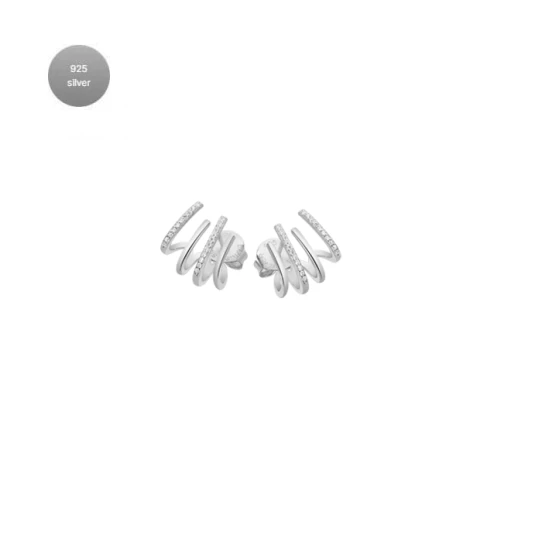 Дамски обеци от 925 Сребро - с форма Други - Цирконий - Сив