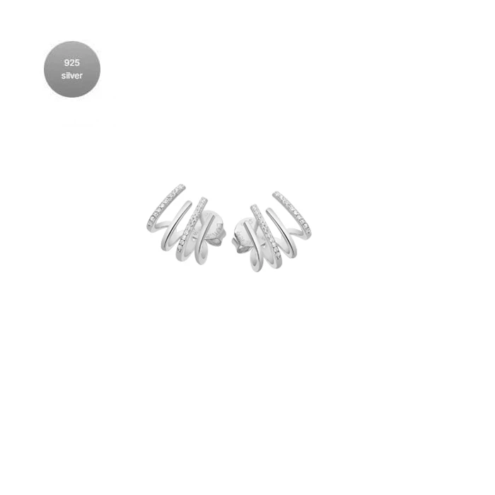 Дамски обеци от 925 Сребро - с форма Други - Цирконий - Сив
