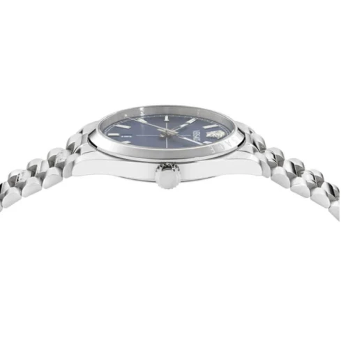 Мъжки ръчен часовник с кварцов механизъм - корпус от Стомана - Стоманена верижка - цвят Син Сив