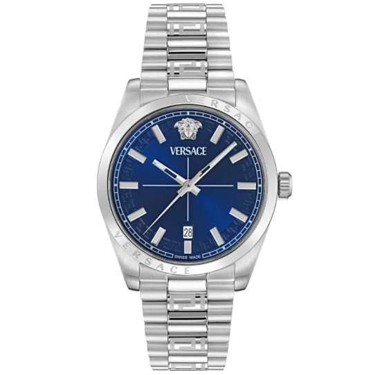 Мъжки ръчен часовник с кварцов механизъм - корпус от Стомана - Стоманена верижка - цвят Син Сив