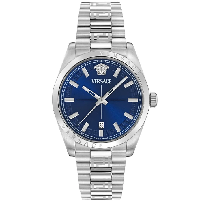 Мъжки ръчен часовник с кварцов механизъм - корпус от Стомана - Стоманена верижка - цвят Син Сив