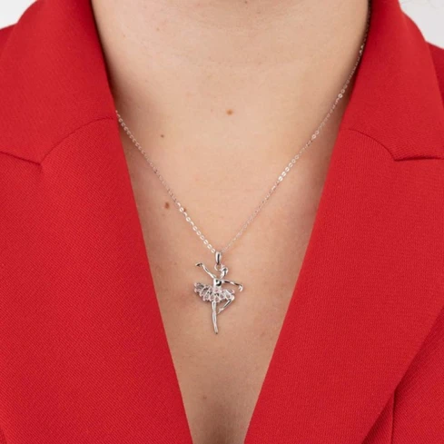 Дамски колие от 925 Сребро - с форма Други - Цирконий - Сив