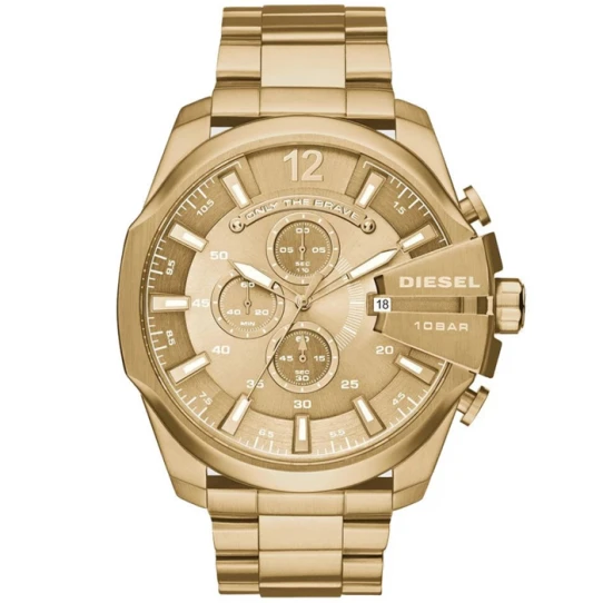 Мъжки ръчен часовник с кварцов механизъм - корпус от Стомана - Стоманена верижка - цвят Злато Злато