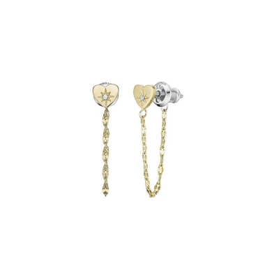 Дамски обеци от 316l Медицинска стомана - с форма Сърце - - Жълто злато