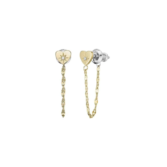 Дамски обеци от 316l Медицинска стомана - с форма Сърце - - Жълто злато