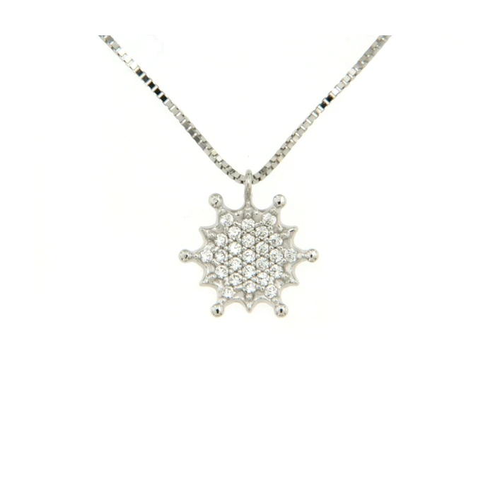 Дамски колие от 14K Злато Бяло - с форма Звезда - Цирконий
