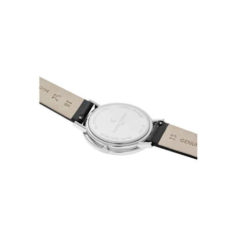 Дамски ръчен часовник с кварцов механизъм - корпус от Стомана - Естествена кожа - цвят Черен Черен