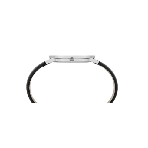 Дамски ръчен часовник с кварцов механизъм - корпус от Стомана - Естествена кожа - цвят Черен Черен