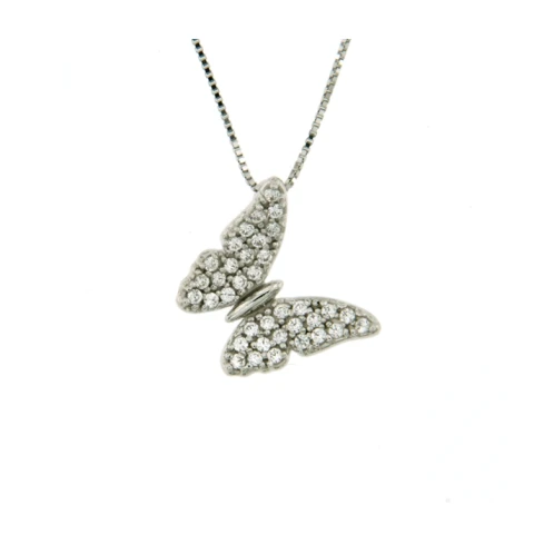 Дамски колие от 14K Злато Бяло - с форма Пеперуда - Цирконий