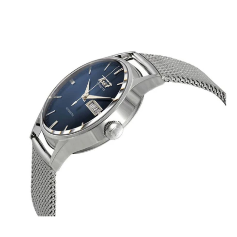 Мъжки ръчен часовник с автоматичен механизъм - корпус от Стомана - Стоманена верижка - цвят Син Сив