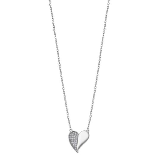 Дамски колие от 925 Сребро - с форма Сърце - Цирконий