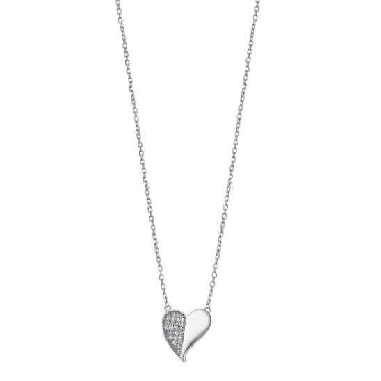 Дамски колие от 925 Сребро - с форма Сърце - Цирконий