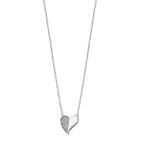 Дамски колие от 925 Сребро - с форма Сърце - Цирконий