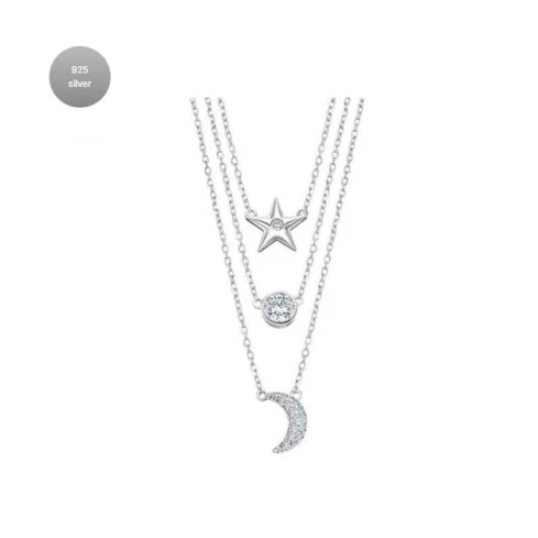 Дамски колие от 925 Сребро - с форма Други - Цирконий - Сив