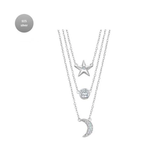 Дамски колие от 925 Сребро - с форма Други - Цирконий - Сив