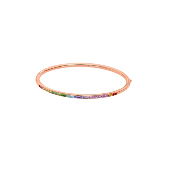 Дамски гривна от 316l Медицинска стомана - с форма - Цирконий - IP покритие цвят розово злато