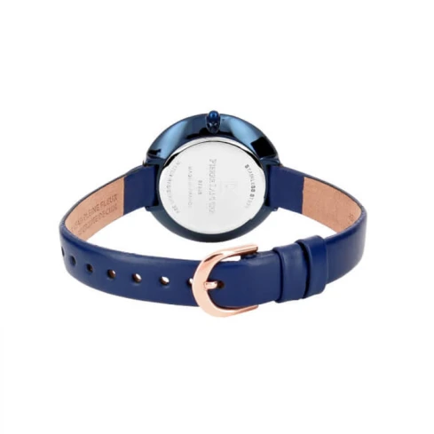 Дамски ръчен часовник с кварцов механизъм - корпус от Стомана - Естествена кожа - цвят Син Син