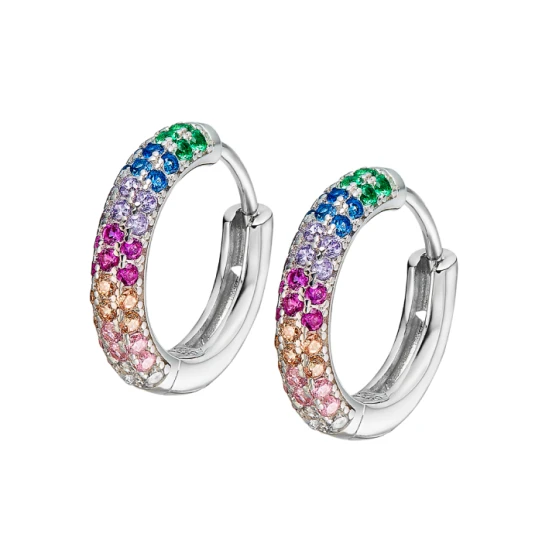 Дамски обеци от 925 Сребро - с форма Пеперуда - Цирконий - Полиран завършек