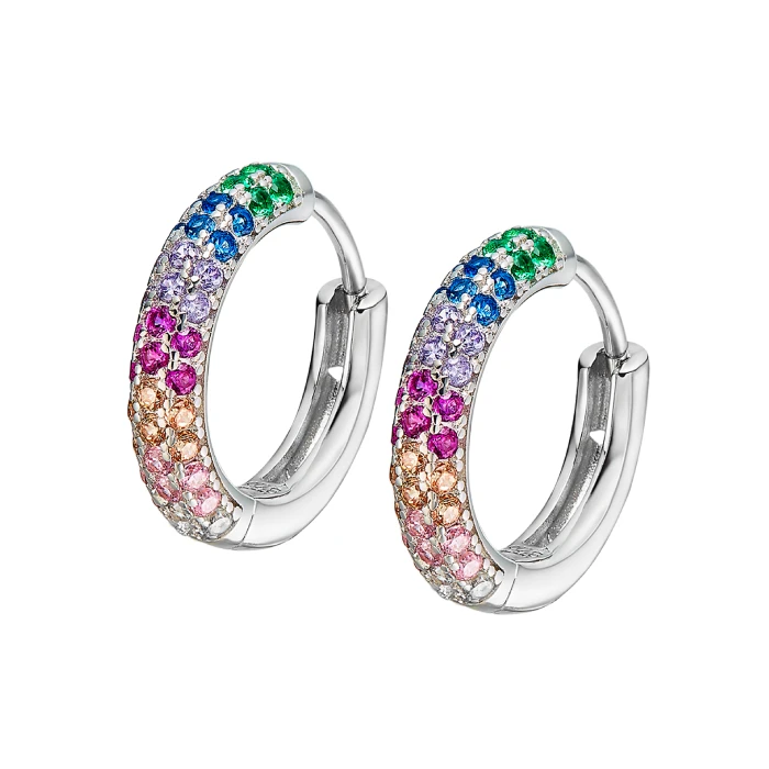 Дамски обеци от 925 Сребро - с форма Пеперуда - Цирконий - Полиран завършек