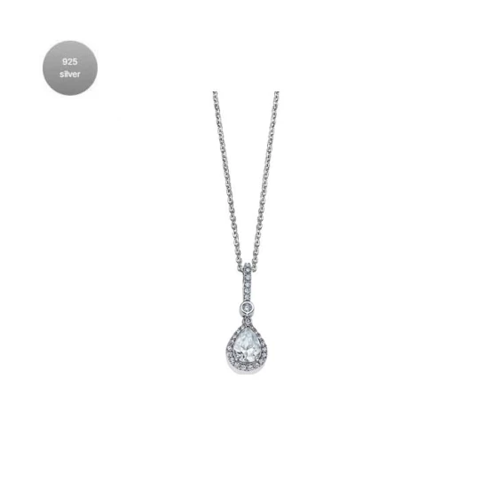Дамски колие от 925 Сребро - с форма Други - Цирконий - Сив