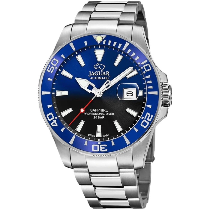 Мъжки ръчен часовник с автоматичен механизъм - корпус от Стомана - Стоманена верижка - цвят Син Черен