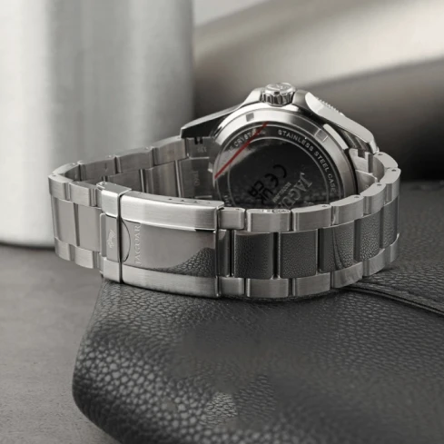 Мъжки ръчен часовник с автоматичен механизъм - корпус от Стомана - Стоманена верижка - цвят Син Черен