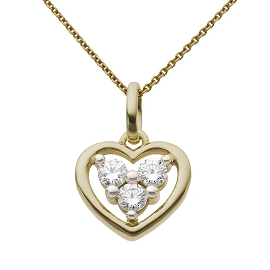 Дамски висулка от 14K Злато Жълто - с форма Сърце - Цирконий