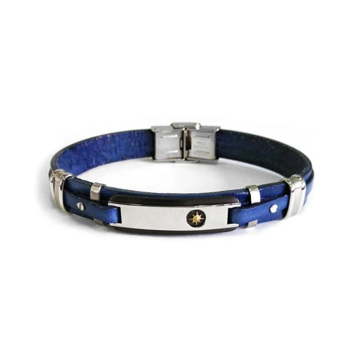 Мъжки гривна от 316l Медицинска стомана - с форма Други - - Син