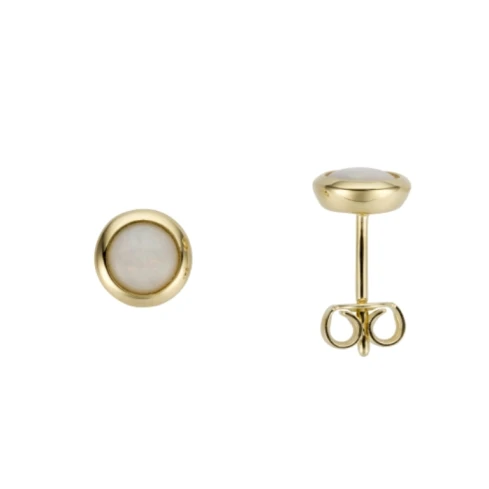 Дамски обеци от 14K Злато Жълто - с форма - Опал - 14к жълто злато
