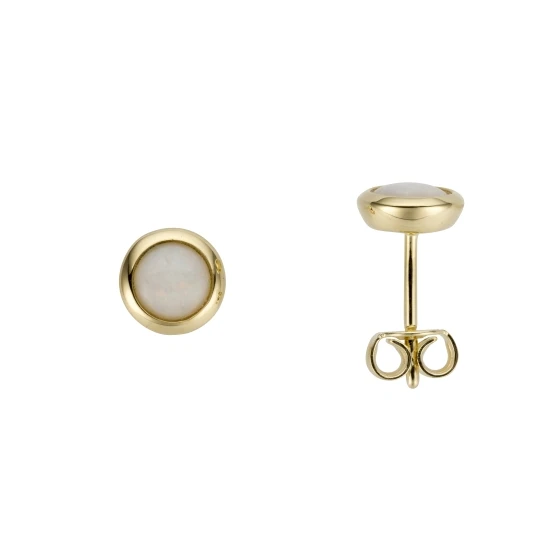 Дамски обеци от 14K Злато Жълто - с форма - Опал - 14к жълто злато