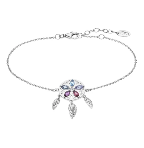 Дамски гривна от 925 Сребро - с форма Перо - Цирконий - Многоцветен