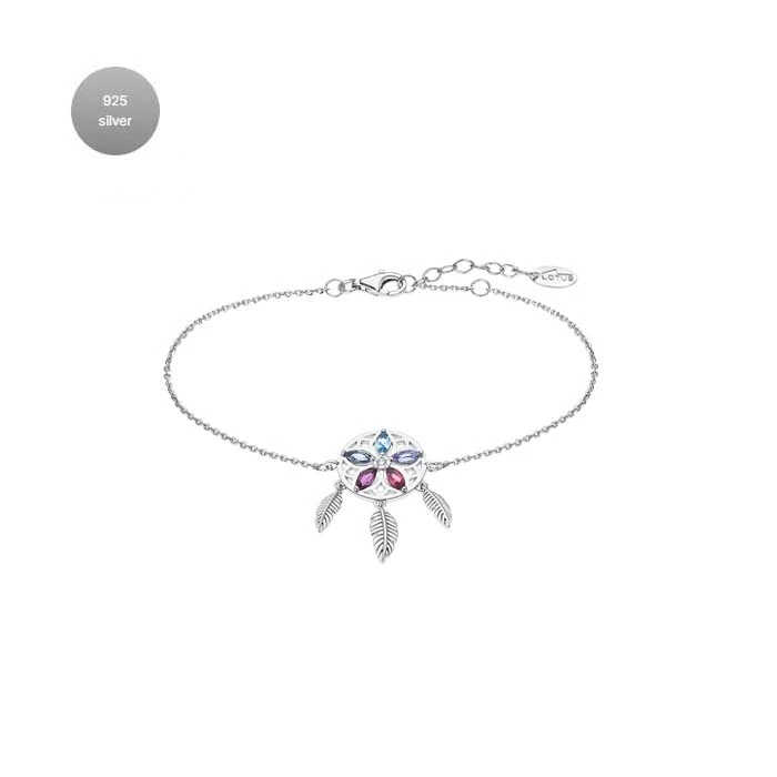 Дамски гривна от 925 Сребро - с форма Перо - Цирконий - Многоцветен