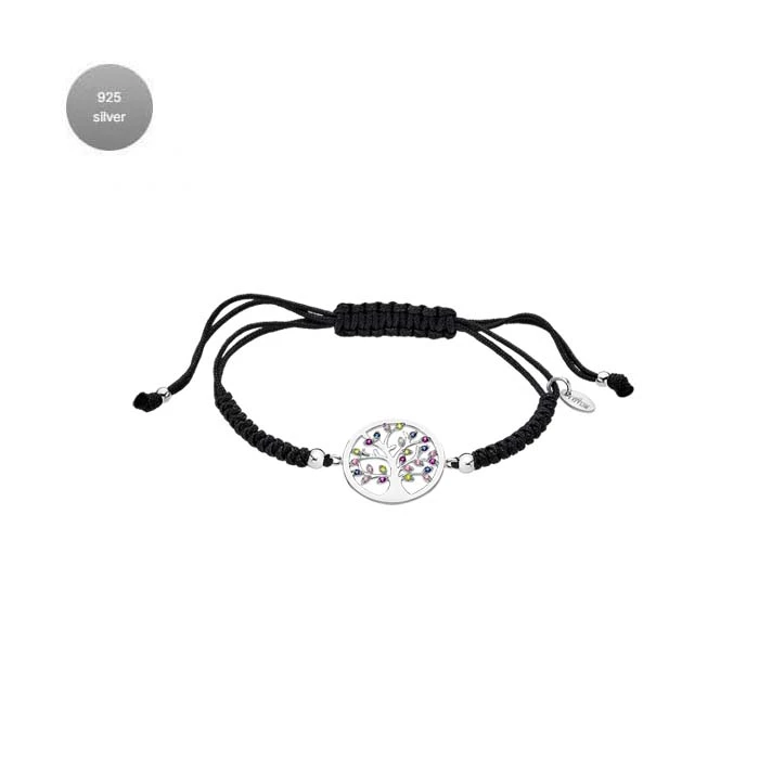 Дамски гривна от 925 Сребро - с форма Дървото на живота - Цирконий - Многоцветен