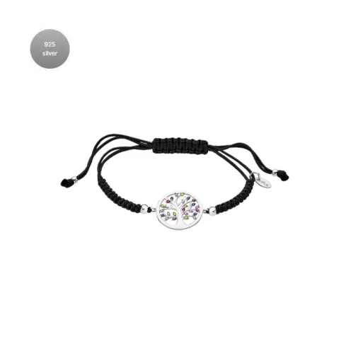 Дамски гривна от 925 Сребро - с форма Дървото на живота - Цирконий - Многоцветен