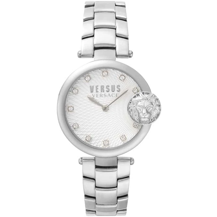 Дамски ръчен часовник с кварцов механизъм - корпус от Стомана - Стоманена верижка - цвят Бял Сив