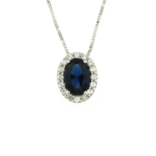 Дамски колие от 14K Злато Бяло - с форма Геометрия - Цирконий