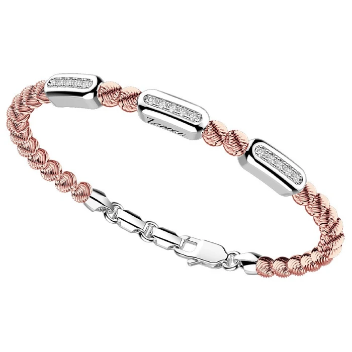 Мъжки гривна от 925 Сребро - с форма - Цирконий - PVD покритие в розово злато