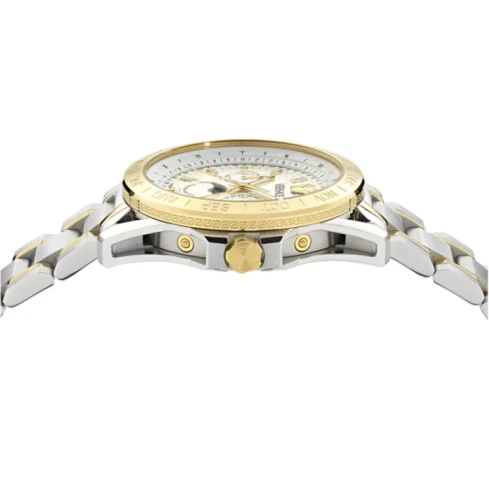 Мъжки ръчен часовник с кварцов механизъм - корпус от Стомана - Стоманена верижка - цвят Бял Злато