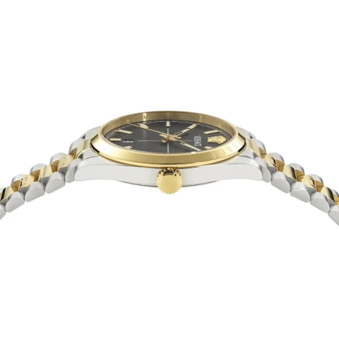 Мъжки ръчен часовник с кварцов механизъм - корпус от Стомана - Стоманена верижка - цвят Черен Сив