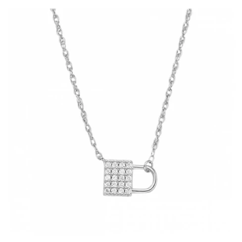 Дамски колие от 925 Сребро - с форма Катинар - Цирконий