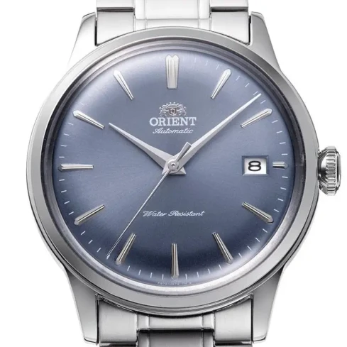 Мъжки ръчен часовник с механичен механизъм - корпус от Стомана - Стоманена верижка - цвят Син Сив