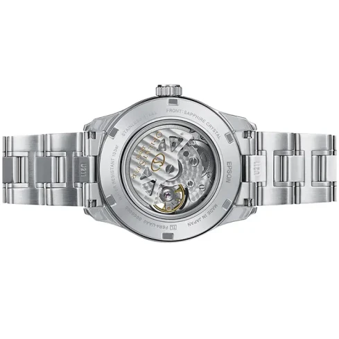 Мъжки ръчен часовник с механичен механизъм - корпус от Стомана - Стоманена верижка - цвят Син Сив