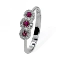 Дамски пръстен от 18K Злато Бяло - с форма - Рубин Диаманти