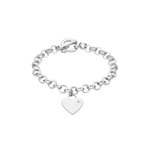 Дамски гривна от 316l Медицинска стомана - с форма Сърце - Цирконий